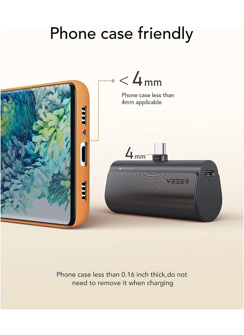 VEGER - Mini Portable Charger, 20W PD Fast Charging USB C Small Power Bank, 5000mAh Docking Battery Pack for Samsung Galaxy S22, S21, S20, S10, S9, Pixel, Moto, LG, Oculus Quest, Android (Type-C Port) - Image 1