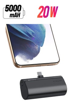 Mini Portable Charger, 20W PD Fast Charging USB C Small Power Bank, 5000mAh Docking Battery Pack for Samsung Galaxy S22, S21, S20, S10, S9, Pixel, Moto, LG, Oculus Quest, Android (Type-C Port)