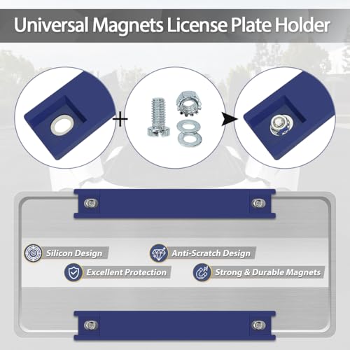 WFPOWER 6 Pack Magnetic License Plate Holder, Blue Temp Tag Holder for Car Dealer License Plates on Test Drives, Magnet License Plate Holder License Plate Magnetic Mount, License Plate Magnet for 4x4 - Image 3