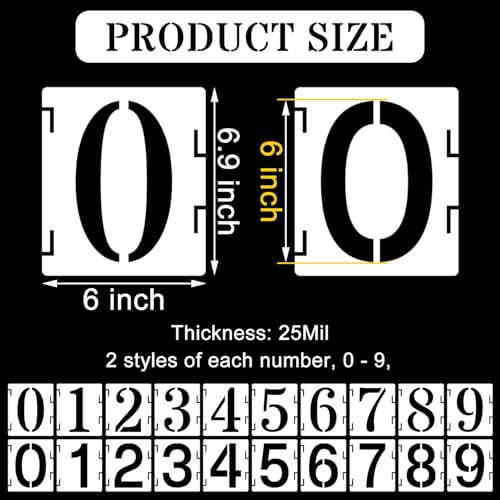 Duozea 6 Inch Number Stencils Set, Plastic Numbers Stencils Reusable Digital Templates for Painting on Road, Wall, Wood - Image 2