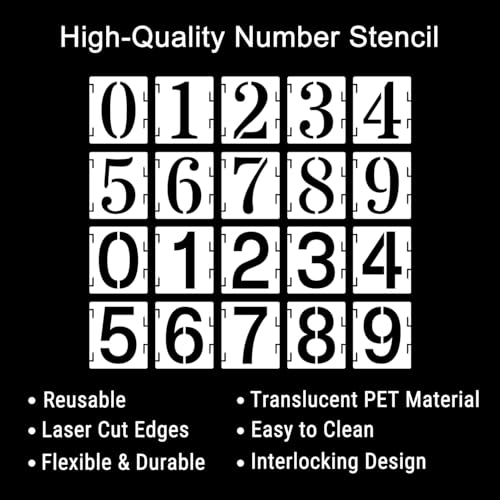 Duozea 6 Inch Number Stencils Set, Plastic Numbers Stencils Reusable Digital Templates for Painting on Road, Wall, Wood - Image 3