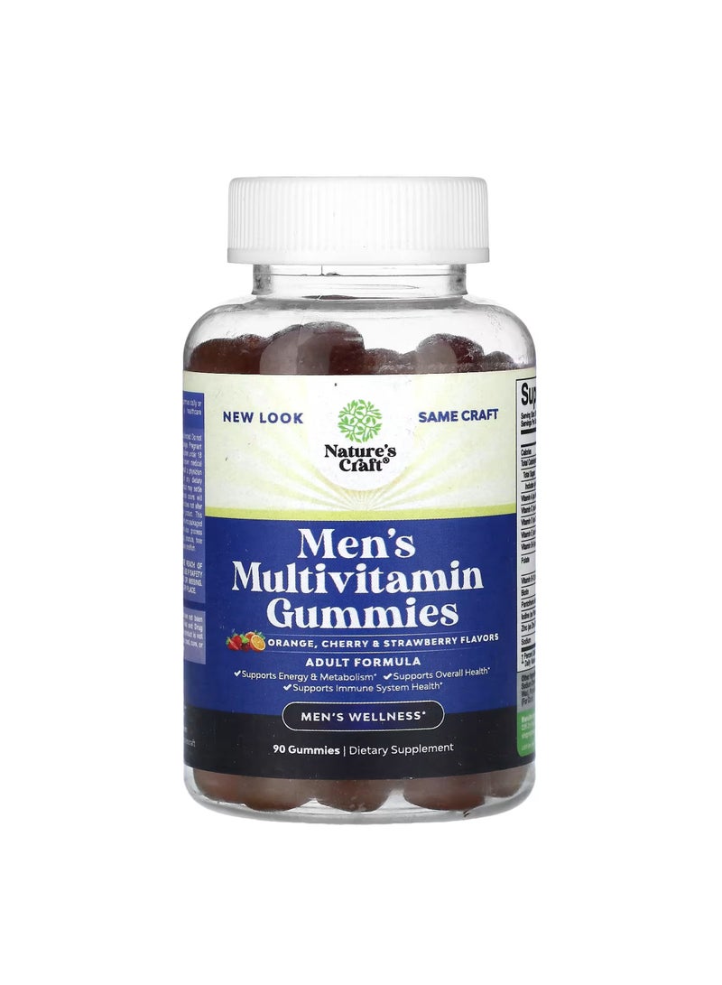 Nature's Craft Men's Multivitamin Gummies, Orange, Cherry & Strawberry , 90 Gummies