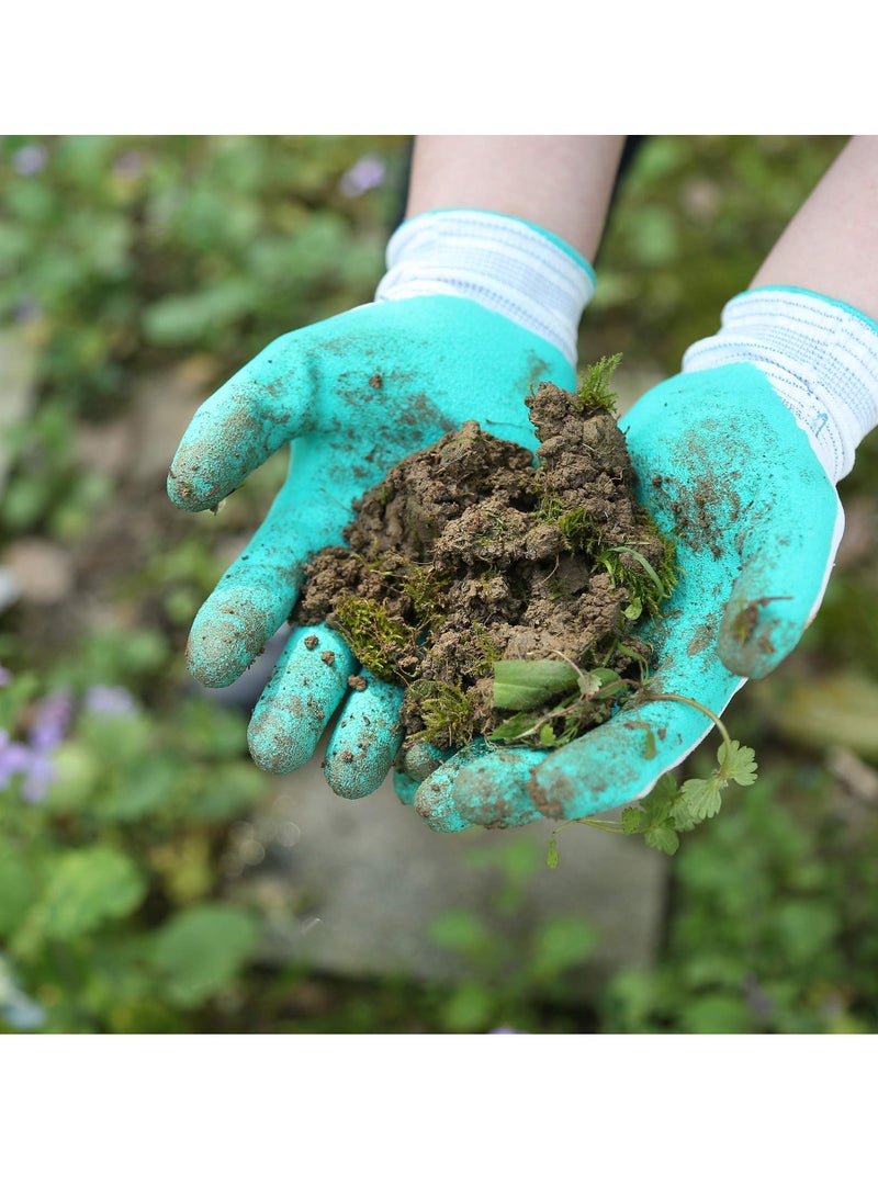 إكسفور Gardening Gloves for Women and Ladies, 2 Pairs Breathable Rubber Coated Yard Garden Gloves, Outdoor Protective Work Gloves with Grip (One Size, Red + Green) - Image 4