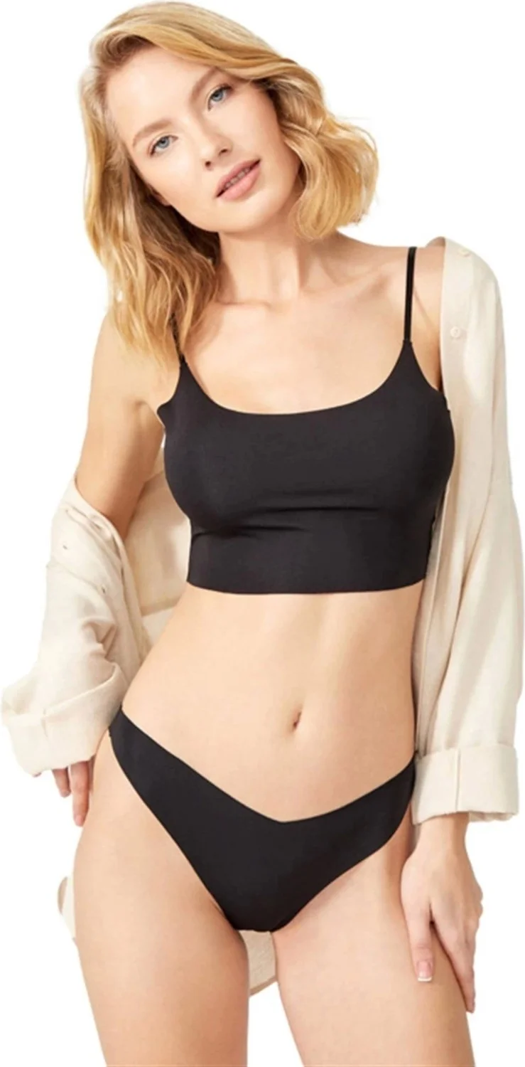 كوتن هيل Basic Non-Scratch Laser Cut Black Brazilian Panties