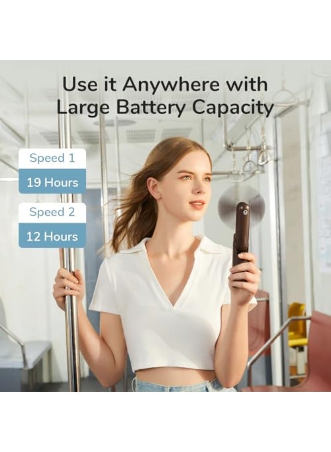 JISULIFE Handheld Mini Fan, 3 IN 1 USB Rechargeable Portable Fan [12-19 Working Hours] with Power Bank, Flashlight, Pocket Design for Travel/Summer/Concerts/Lash, Gifts for Women (Brown) - Image 3