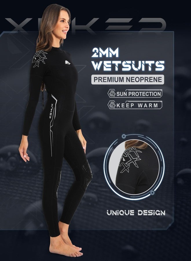 XUKER Wetsuit Women, 2mm Neoprene Long Sleeve Full Body Back Zip Wet Suit in Cold Water for Diving Surfing Snorkeling Kayaking Swimming Scuba Water Sports - Image 3