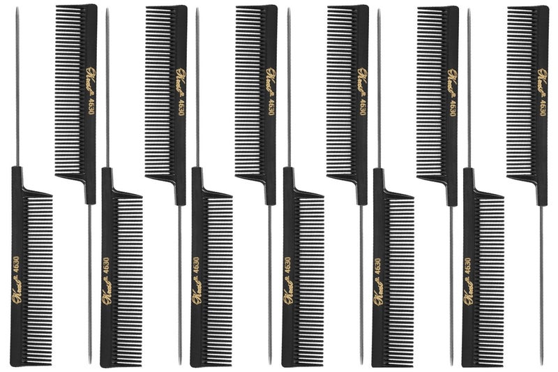 Krest 4630 8 Weave Foiling Coarse Rattail Hair Comb 12 Pack 12 x SBK4630BLK