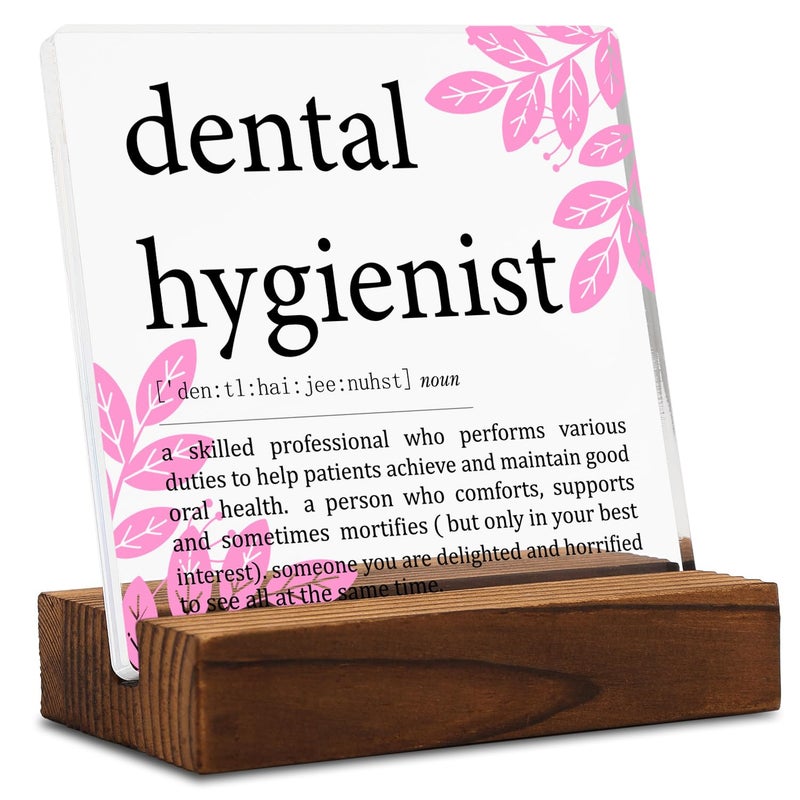 YODOCAMP Appreciation Gifts for Dental Hygienist Clear Desk Decor Sign  Dental Definition Thank You Gift for Assistant Her Graduation Retirement  Dentist Plaque Signs for Dental Clinic Office Decor - Image 1