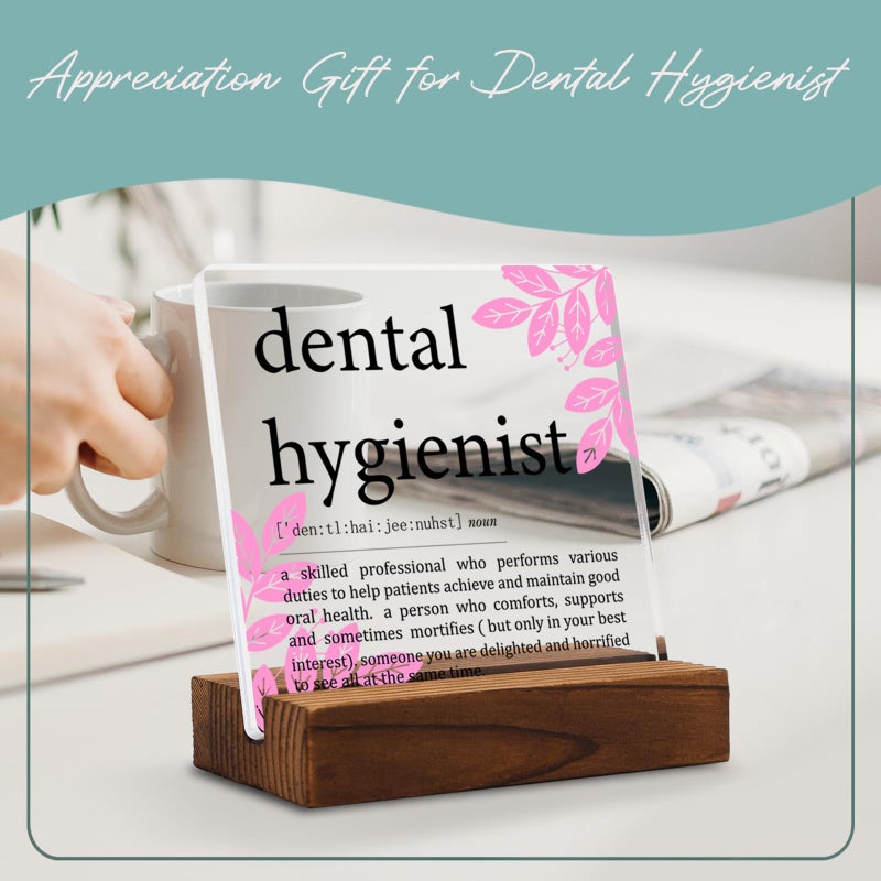 YODOCAMP Appreciation Gifts for Dental Hygienist Clear Desk Decor Sign  Dental Definition Thank You Gift for Assistant Her Graduation Retirement  Dentist Plaque Signs for Dental Clinic Office Decor - Image 5