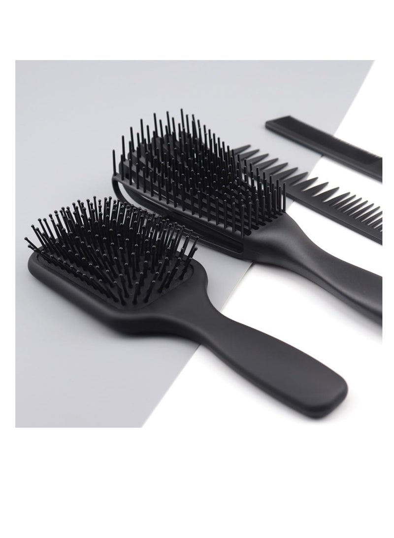 إي سي في في مجموعة مكونة من 4 قطع من أمشاط وفرش الشعر لفك تشابك الشعر، أمشاط تصفيف الشعر للرجال والنساء، فرشاة مجداف لفك تشابك الشعر، مشط واسع الأسنان، مشط ذيل - Image 2