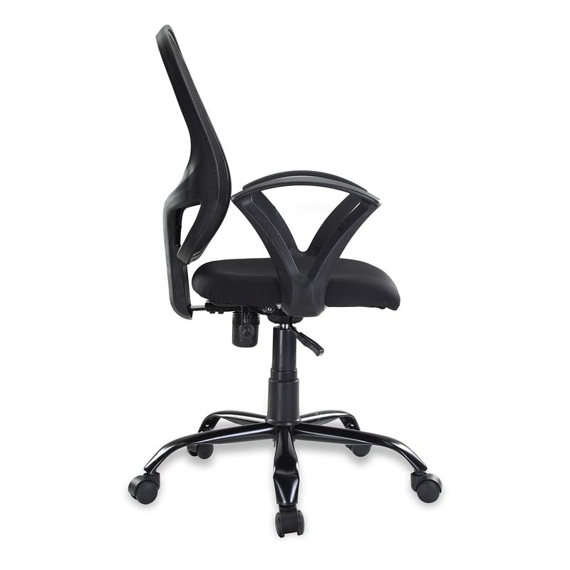 FURNICOM CHAIRS Spark Mesh Mid Back Ergonomic Office Chair Breathable Mesh Fabric Metal Base Black - Image 5