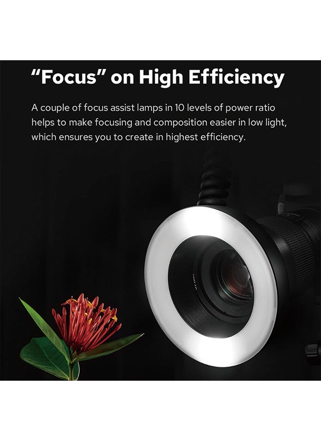 جودوكس GODOX MF-R76 ماكرو LED حلقة فلاش Speedlite 76Ws 660 ومضات كاملة الطاقة أنابيب فلاش مزدوجة تعديل الطاقة 1/128 إلى 1/1 10 مستويات من نسبة الطاقة  - Image 2