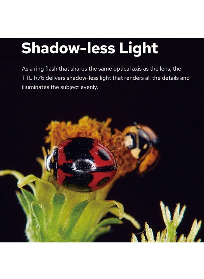 GODOX MF-R76 ماكرو LED حلقة فلاش Speedlite 76Ws 660 ومضات كاملة الطاقة أنابيب فلاش مزدوجة تعديل الطاقة 1/128 إلى 1/1 10 مستويات من نسبة الطاقة