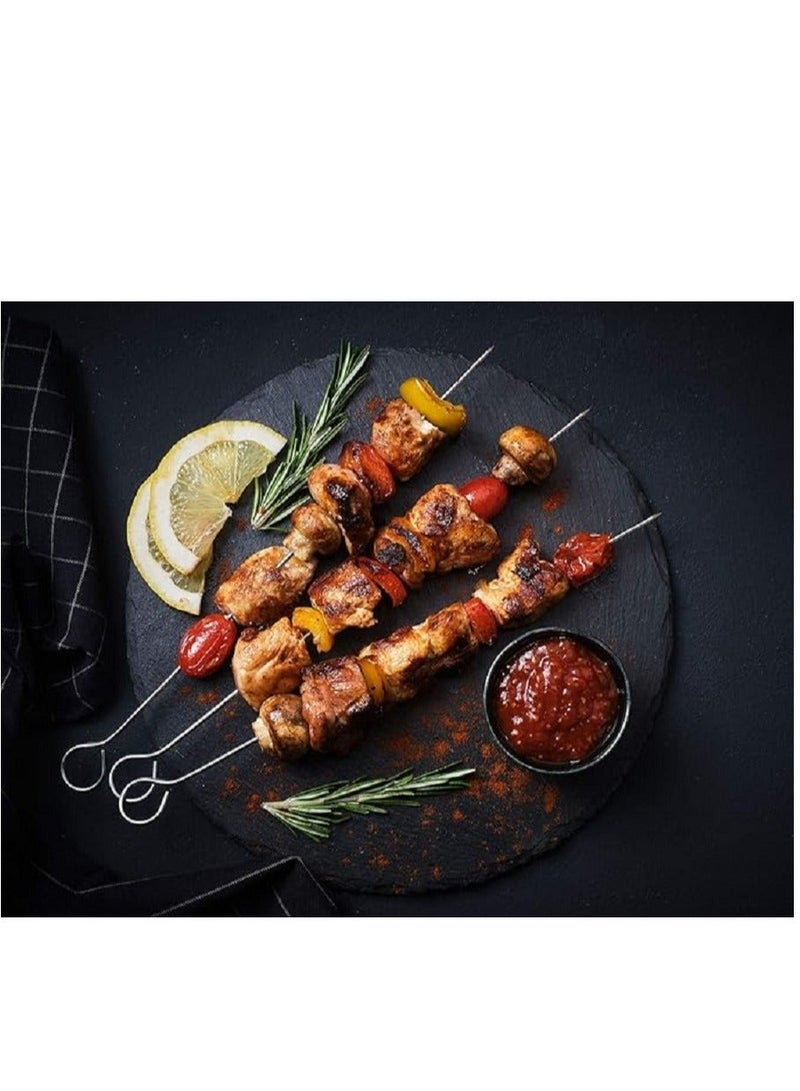 Stainless steel BBQ skewers, 30 cm x 10 pieces, metal BBQ skewers - Image 1