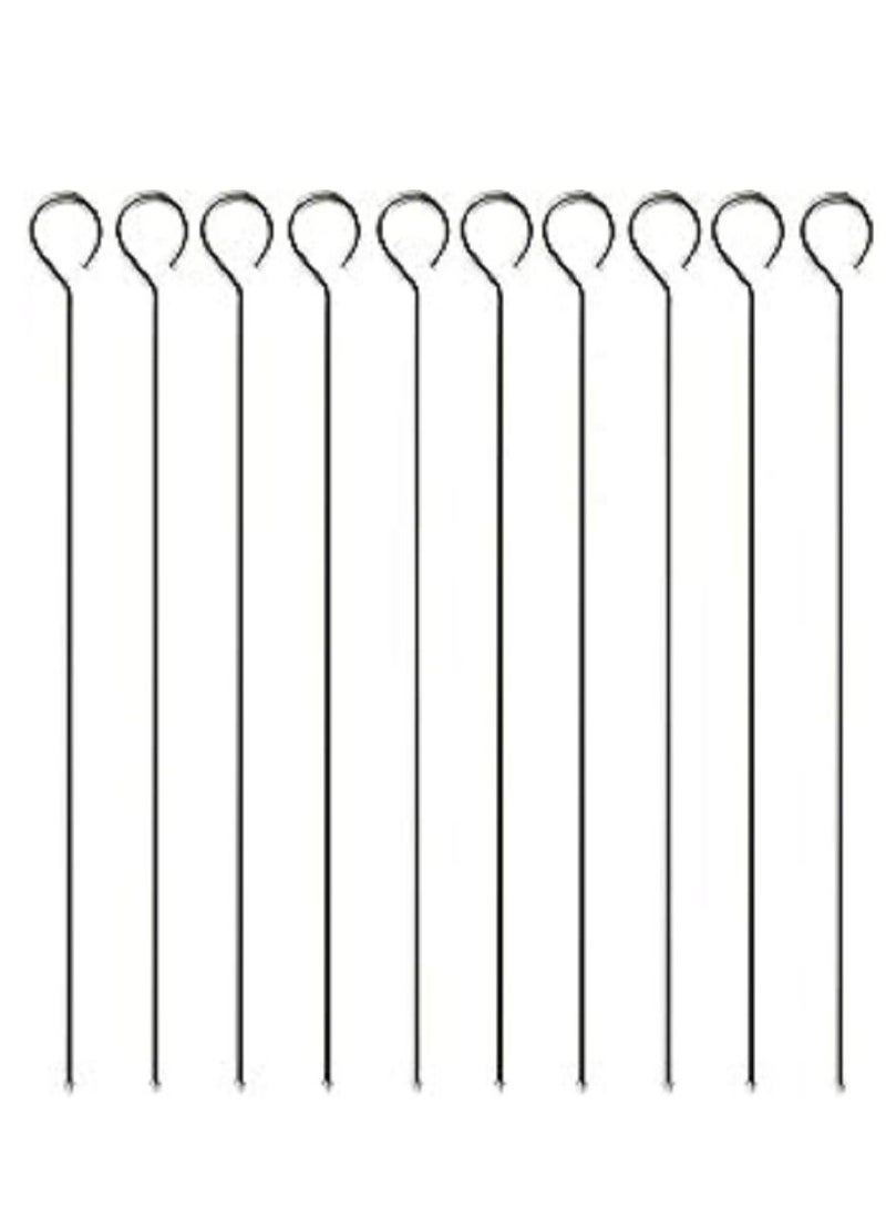 Stainless steel BBQ skewers, 30 cm x 10 pieces, metal BBQ skewers - Image 2