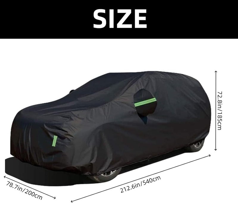 Toriseek Car Cover All Weather Full Cover for Car Waterproof & Windproof & UV Protection Scratch Resistant Outdoor Cover with Reflective Strips Universal Gray Car Cover for SUV (Black,YXXL) - Image 2