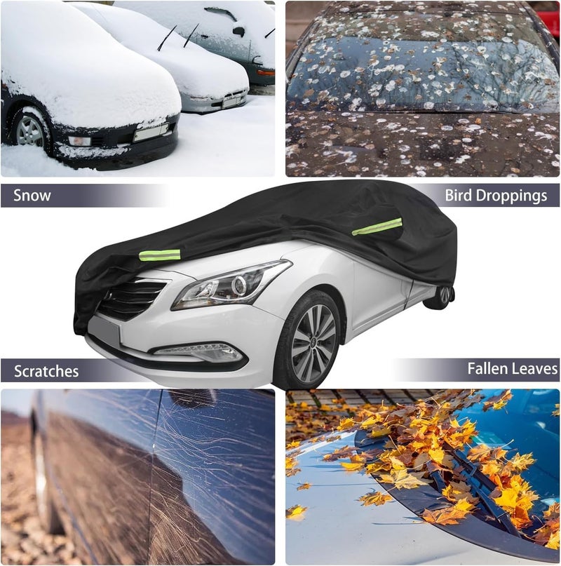 Toriseek Car Cover All Weather Full Cover for Car Waterproof & Windproof & UV Protection Scratch Resistant Outdoor Cover with Reflective Strips Universal Gray Car Cover for SUV (Black,YXXL) - Image 5