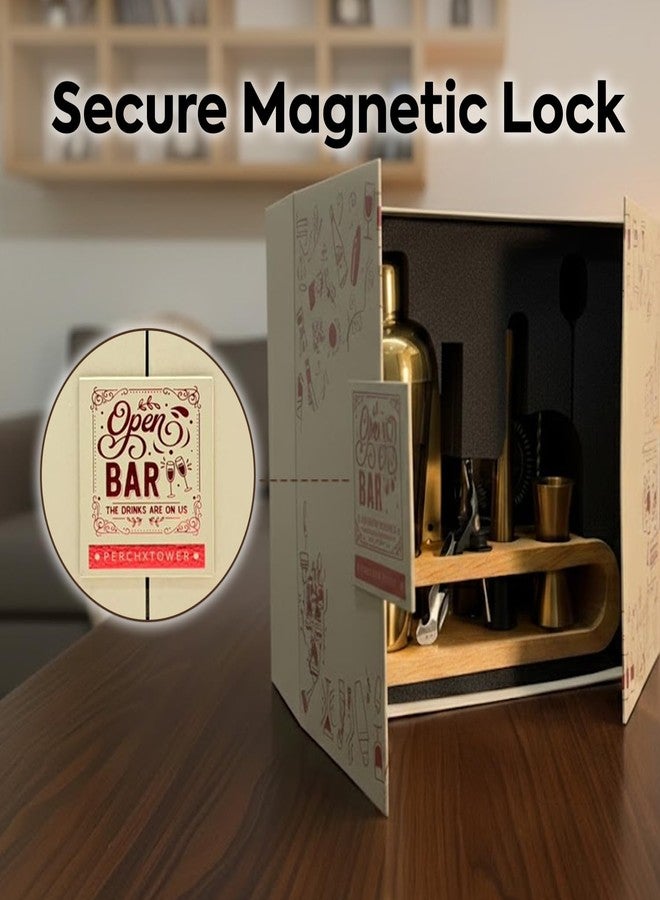 perch O' Holic by Perch Cocktail Shaker Gift Set | 10-Piece Stainless Steel Bartender Kit with Acacia Wooden Stand|Accessories for Home Bar|Gift Box for Winters,Birthday,Wedding,Anniversary,Christmas|Golden - Image 5