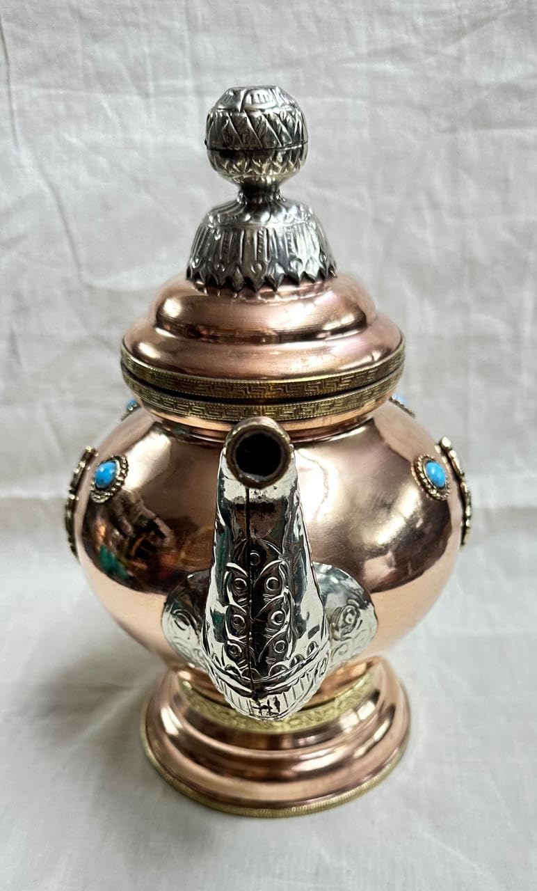 NIM Copper Antique Traditional Kettle/TEAPOT Beautifully Designed for Home Offie Decoration Ideal Stone Work Style Home Decoration Handcrafted Display Gifting Item - Image 2