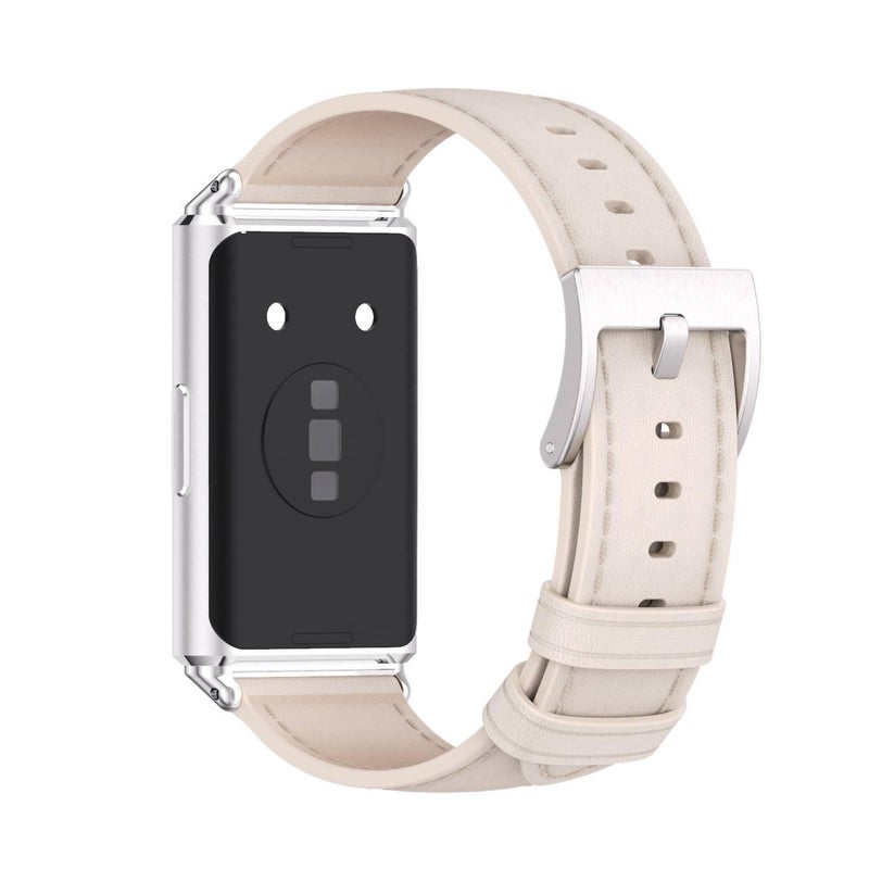 Leather Smartwatch Band in White for daily smartwatch wear and replacement strap Personal Use Indoor Use On The Go Use Work Use Family Use - Image 1