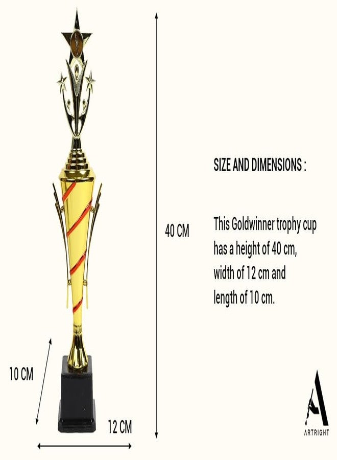 Artright Red Pillar Trophy, 40cm Gold Winner Champion Award for Sports and Events, 42x8x8cm - Image 2