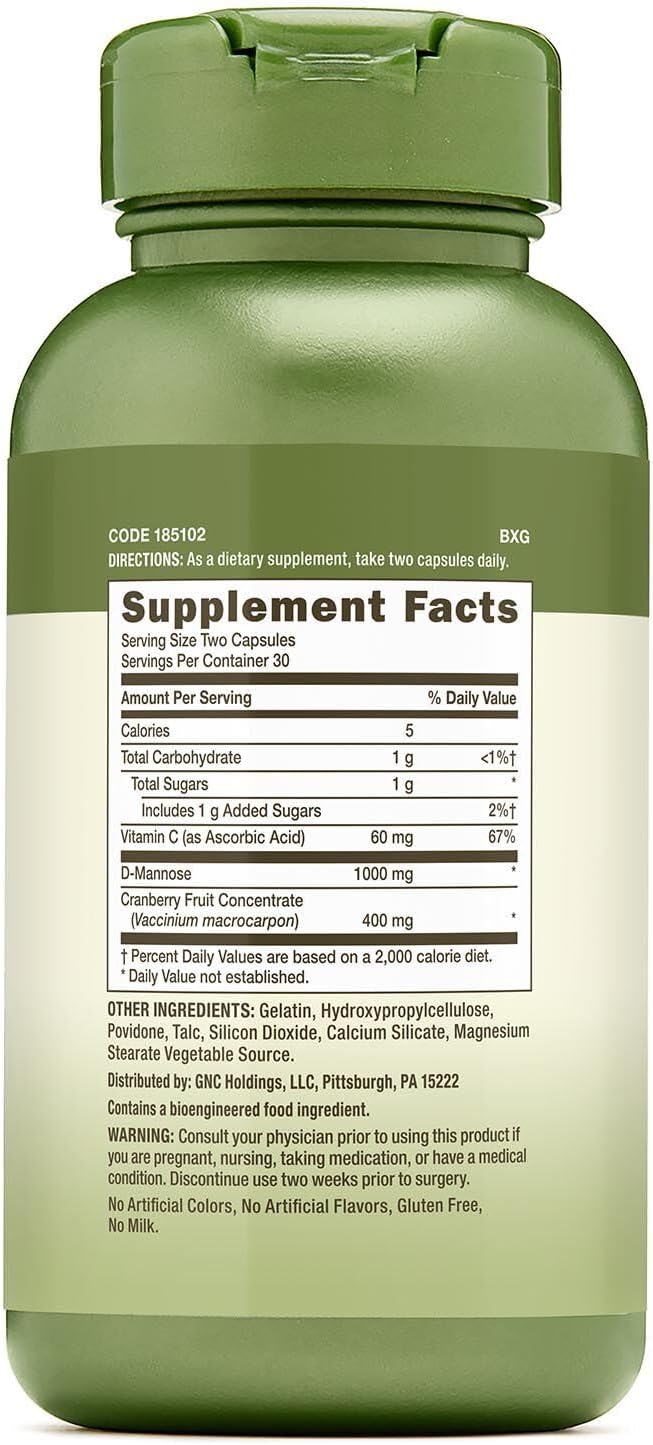 GNC Herbal Plus Cranberry DMannose 60 capsules - Image 2