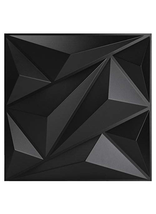 Art3dwallpanels Art3dwallpanels PVC 3D Wall Panel Diamond for Interior Wall Dcor in Black 197 x 197 Wall Decor PVC Panel 3D Textured Wall Panels Pack of 12 Tiles 