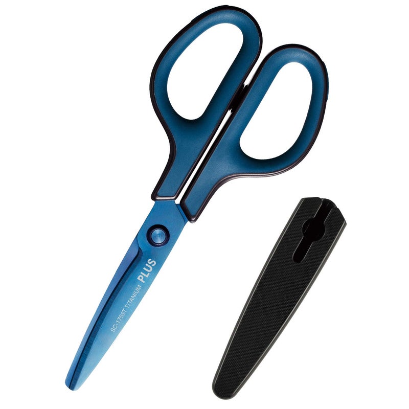PLUS SC175ST 34518 Scissors Fit Cut Curve Titanium Continuous Cutting Blue