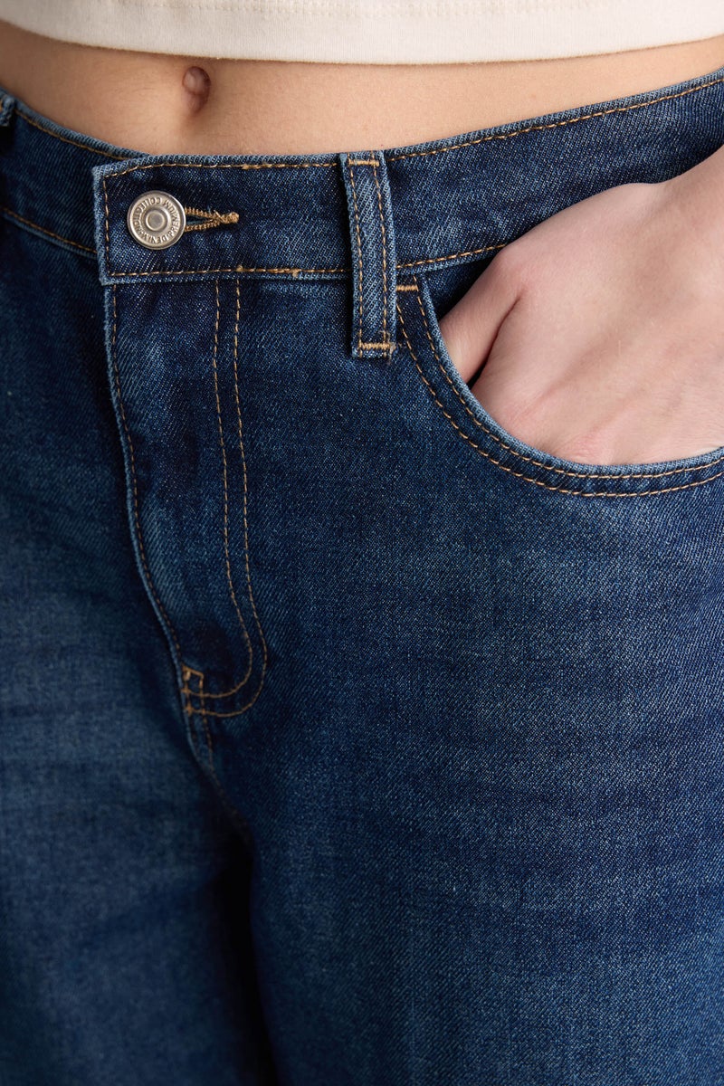 DeFacto Blue Woman Wide Leg High Waist Long Jeans Casual - Image 4