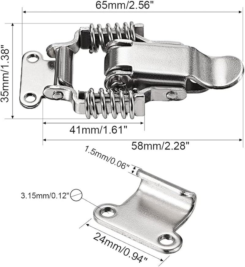 Nickel Plated Iron Compression Spring Latch Clamp 70mm Long Pack of 10 - Image 5