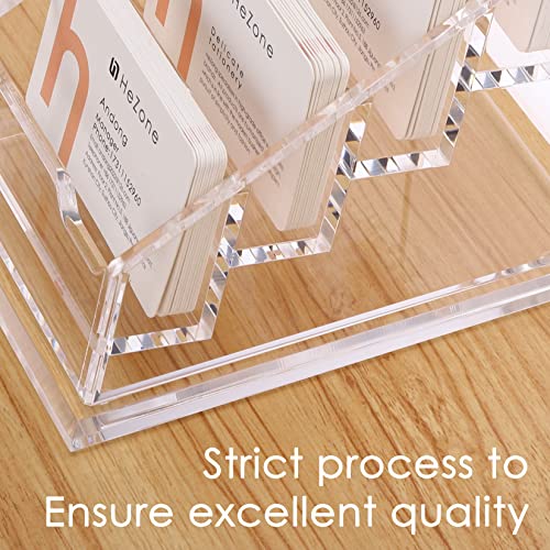 HeZone Business Card Holder for Desk Clear Acrylic Business Cards Stand Organizer Business Card holder 4 Slots 4 Tier Tilt Angle Business Card Display Rack-1 Pack - Image 4