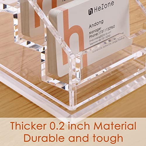 HeZone Business Card Holder for Desk Clear Acrylic Business Cards Stand Organizer Business Card holder 4 Slots 4 Tier Tilt Angle Business Card Display Rack-1 Pack - Image 5