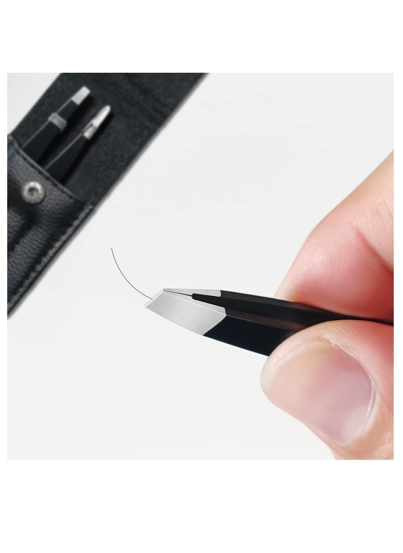 Remy Belle Eyebrows Tweezers Set, Stainless Steel Precision Remover Kit for Facial Hair, Inward Growing Hair and Splinter, Suitable for Women, Men (Black)  - Image 5