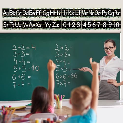 FloraSea 12Pcs Alphabet Bulletin Board Strips Set, Alphabet Line ABC Alphabet Banner Number Line Border Posters for Preschool Kindergarten Classroom Playroom Bedroom Wall Decor - Image 5