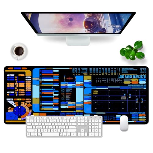 T TOPLAY Spacecraft Dashboard Gaming Mouse Pad Large Mouse Pad Office Desk Accessories XL Desk Mat 315x118x012 inch Blue Large Desk Pad Keyboard Pad Console - Image 1