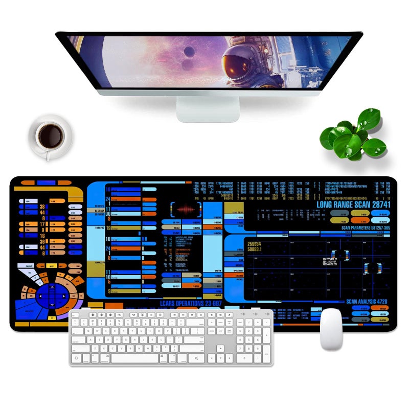 T TOPLAY Spacecraft Dashboard Gaming Mouse Pad Large Mouse Pad Office Desk Accessories XL Desk Mat 315x118x012 inch Blue Large Desk Pad Keyboard Pad Console - Image 2