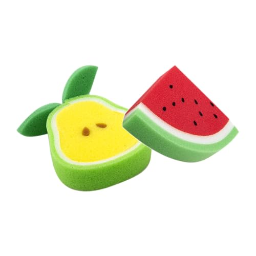 BabyMoo Sliced Fruit Shaped Multicolour 2 Pk Cleaning Soft Shower Bath Sponge (0-36 Month) - Image 2
