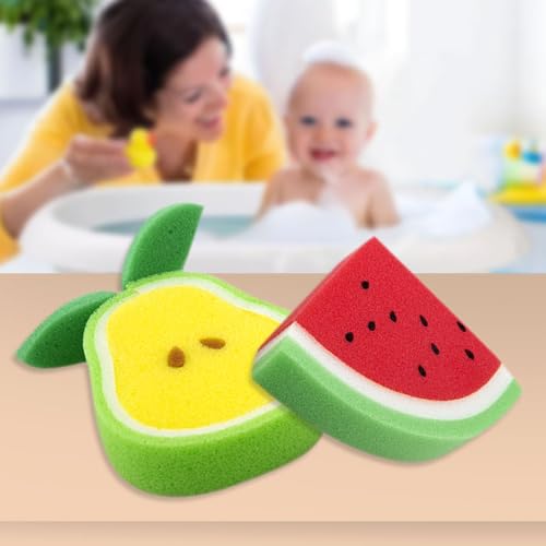 BabyMoo Sliced Fruit Shaped Multicolour 2 Pk Cleaning Soft Shower Bath Sponge (0-36 Month) - Image 1