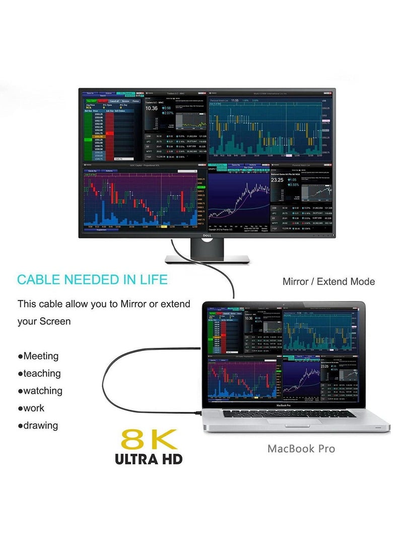 igeekwell USB4 USB-C Type-C Source to HDMI 2.0 Display 8K UHD 4K DP to HDMI Male Monitor Cable Connection,Type-C to HDMI(3M,1PACK) - Image 2