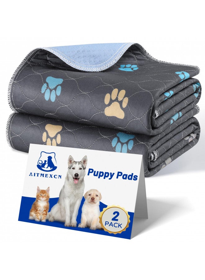 Aitmexcn Aitmexcn Washable Puppy Dog Pee Pad, 2PCS 100% Waterproof Whelping Training Mat for Puppy/Senior Dog, Fast Drying Reusable Puppy Pads for Indoor, Outdoor and Car Travel- 24'' x 36''  - Image 1
