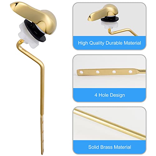 iFealClear 2 Pack Polished Gold Universal Toilet Tank Flush Lever Replacement, Brass Side/Angle Mount Toilet Handle Fits Most Toilets - Image 3