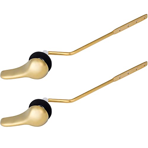 iFealClear 2 Pack Polished Gold Universal Toilet Tank Flush Lever Replacement, Brass Side/Angle Mount Toilet Handle Fits Most Toilets - Image 1