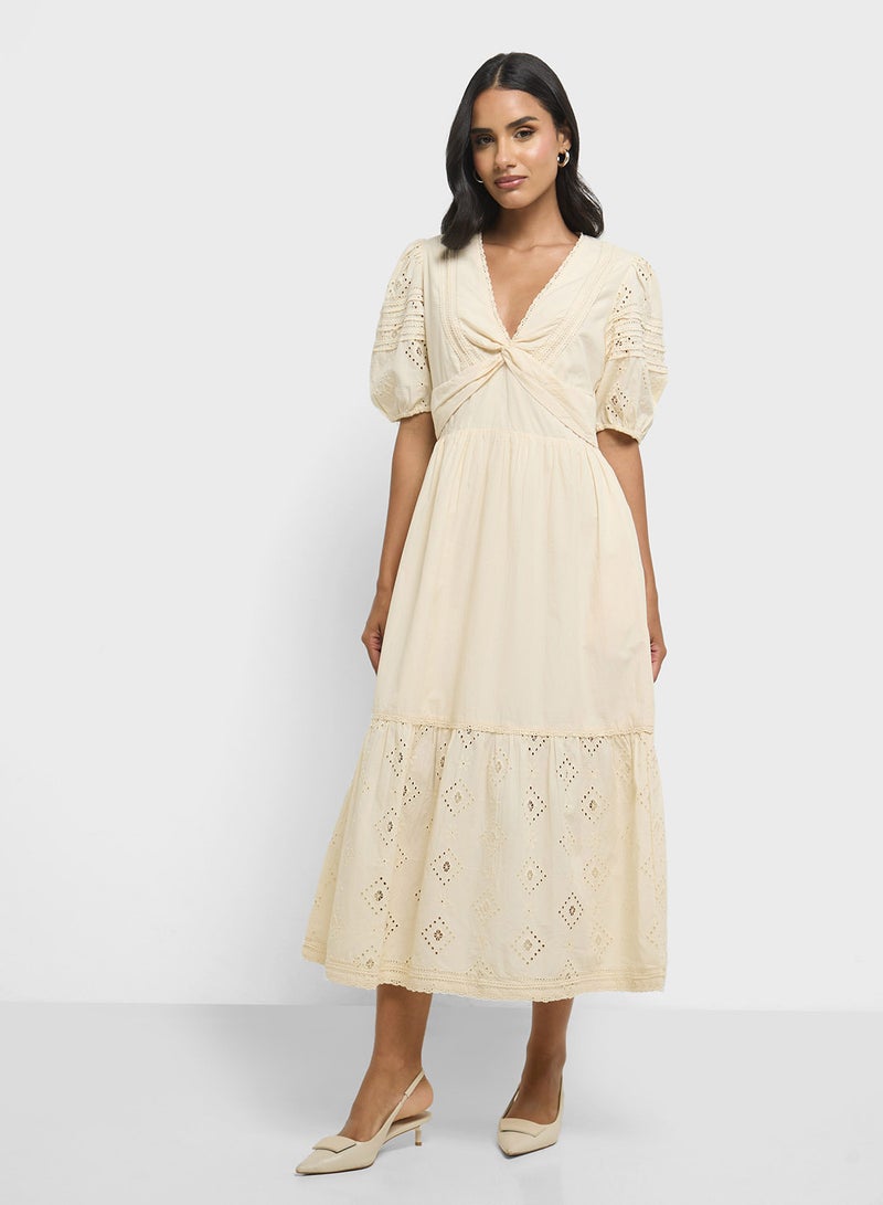 French Connection Eyelet Tiered Dress - Image 1