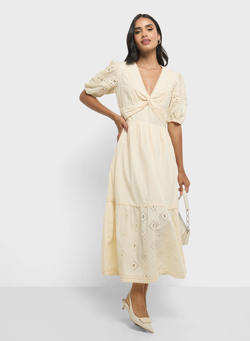 French Connection Eyelet Tiered Dress - Image 4