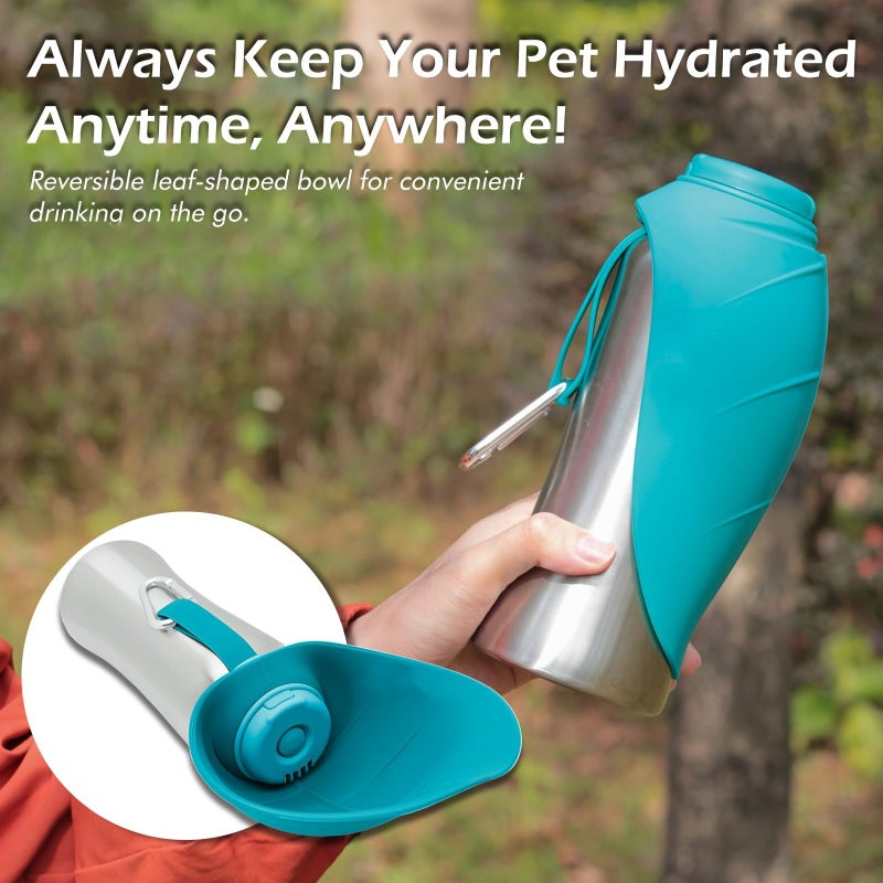 Pink 23.67 Oz Portable Stainless Steel Dog Water Bottle For Travel Hiking Camping Outdoor Pet Water Dispenser - Image 3