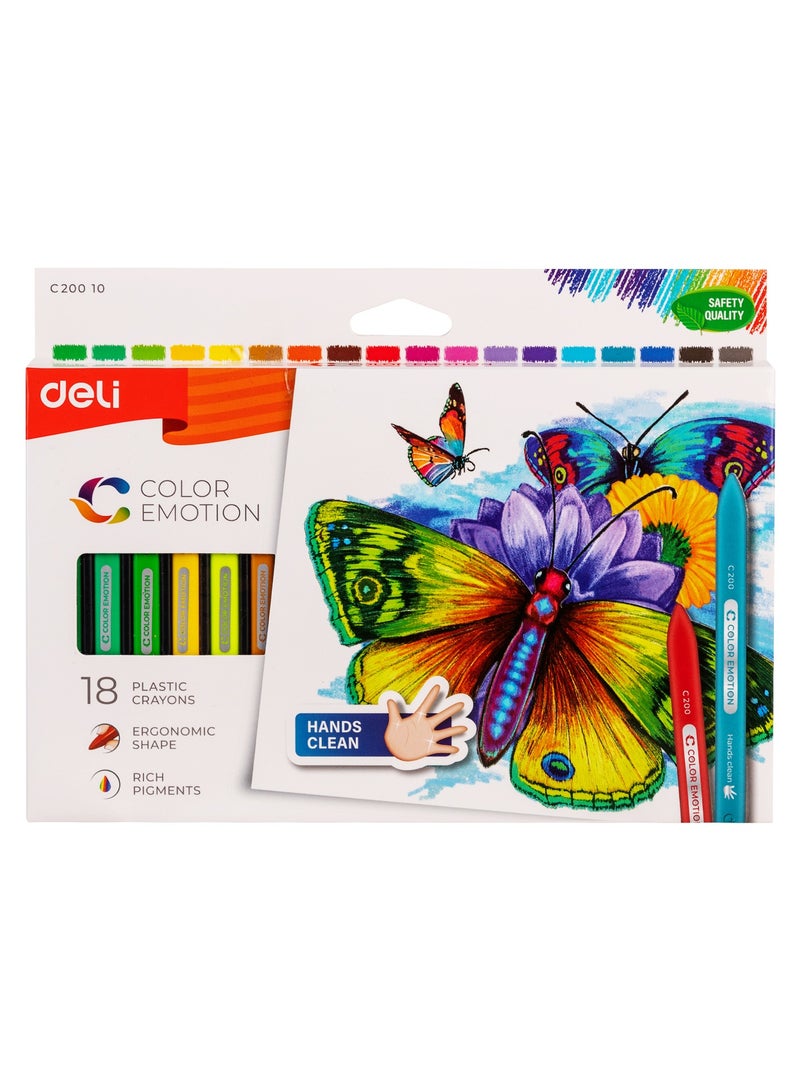 Deli EC20010 Plastic Crayons – 18 Bright Colors - Image 3