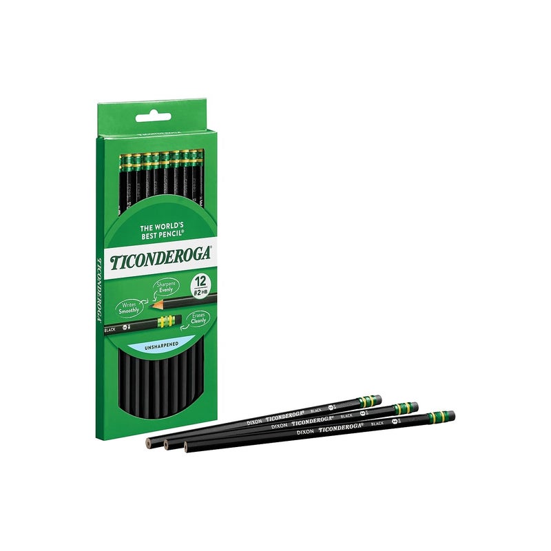 Ticonderoga أقلام تيكونديروجا الخشبية، غير مشحذة، #2 HB ناعمة، سوداء، 12 قطعة - Image 4