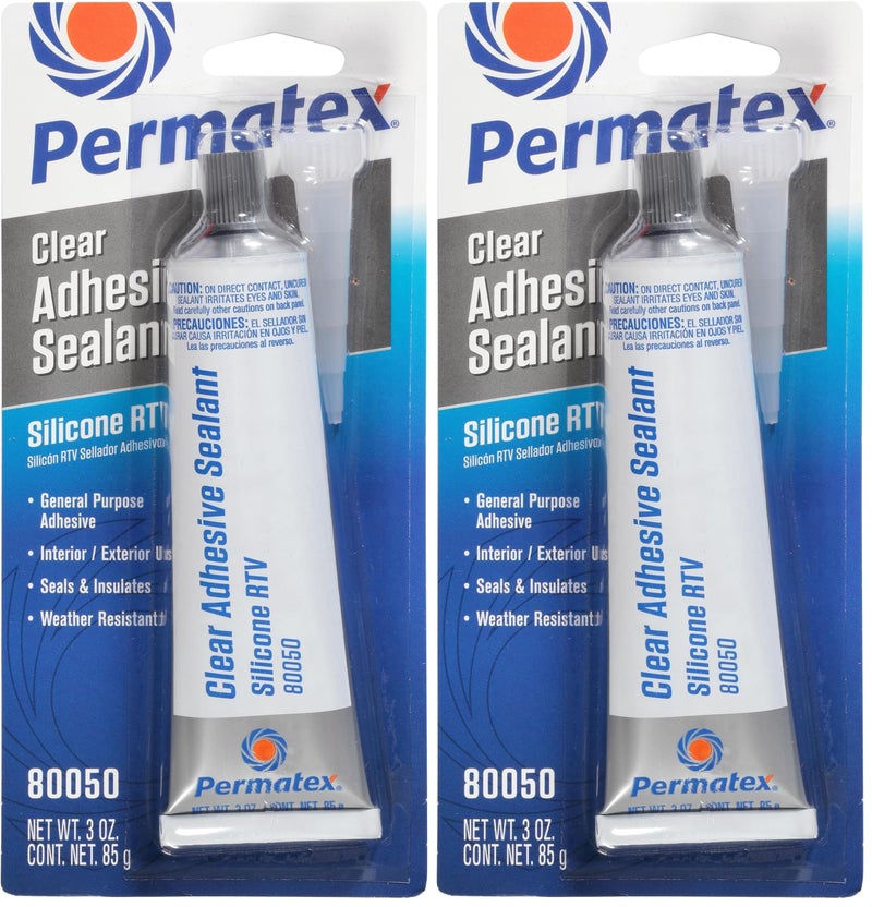 Permatex 80050 Clear RTV Silicone Adhesive Sealant, 3 oz (Pack of 2) - Image 1