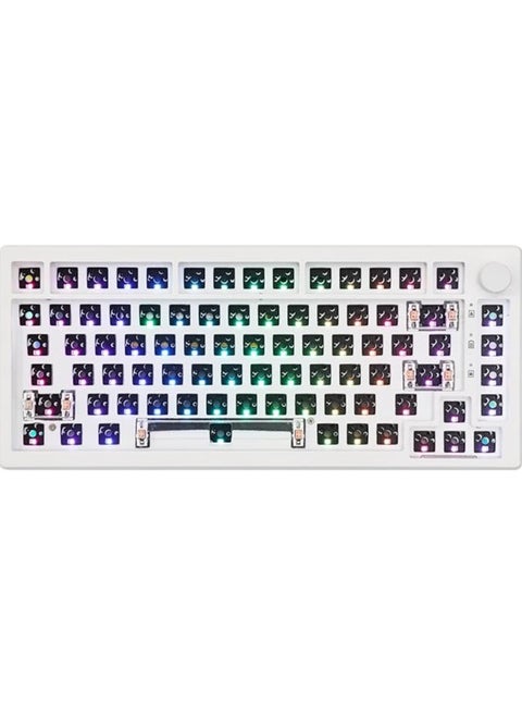 Mechanical Keyboard Kit, Hot Swappable 2.4Ghz/Bluetooth 5.0/USB-C Wired Gaming Keyboard Kit, with Silicone Pad, 3000mAh Battery, South-Facing LED, RGB Backlight for Win/Mac (White)