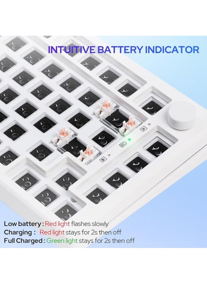 erorex - Mechanical Keyboard Kit, Hot Swappable 2.4Ghz/Bluetooth 5.0/USB-C Wired Gaming Keyboard Kit, with Silicone Pad, 3000mAh Battery, South-Facing LED, RGB Backlight for Win/Mac (White) - Image 1